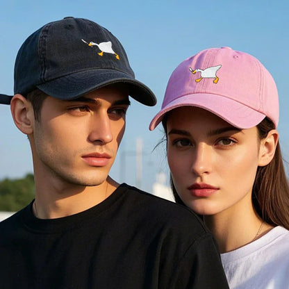 Unisex Dad Hat Embroidered Goose Pattern Fashionable Style Duckbill Cap Men Women