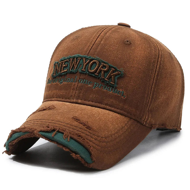 Vintage Old Hole Embroidery Letters Cowboy Baseball Cotton Soft Top Men S Women Spring Summer Casual