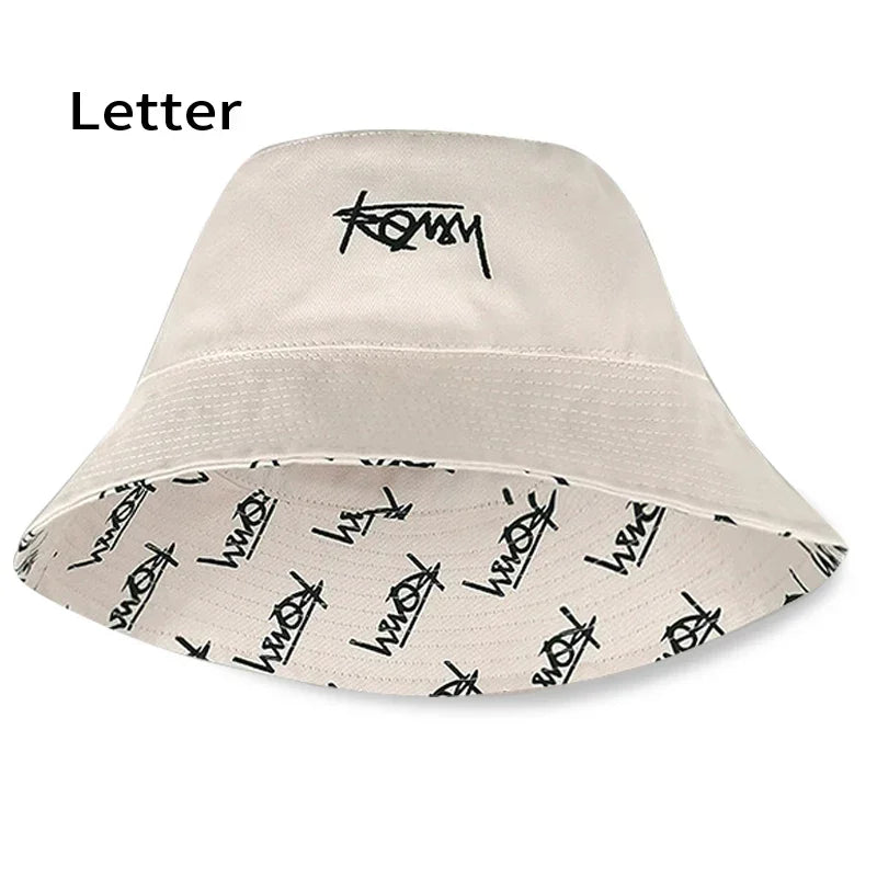 Big Head Letter Print Bucket Hats Men Women Large Size Reversible Hip Hop Fisherman Caps Summer Sun Hat Plus Size Panama