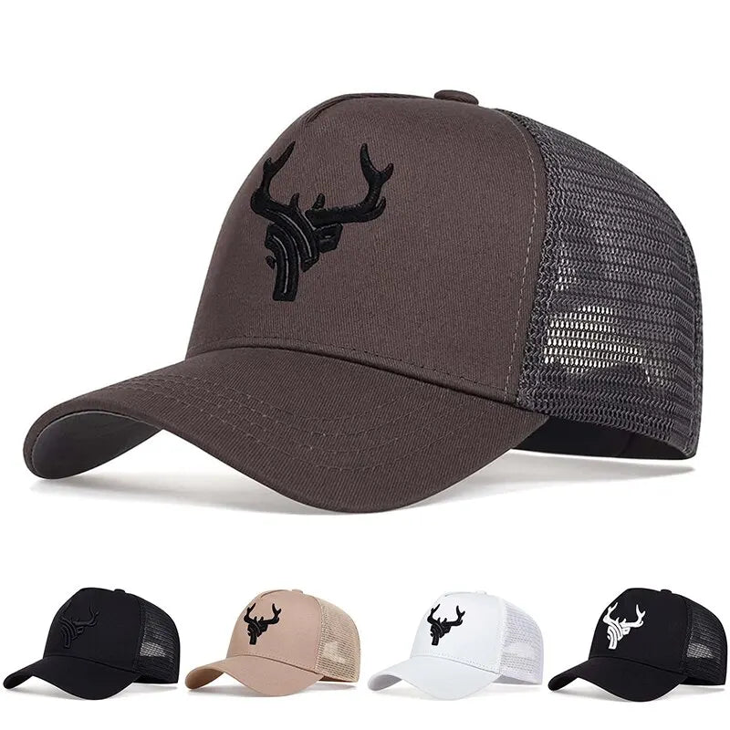 Unisex Animal Antlers Embroidery Baseball Net Caps Spring Summer Outdoor Adjustable Casual Hats