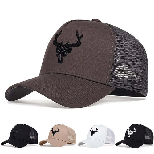 Unisex Animal Antlers Embroidery Baseball Net Caps Spring Summer Outdoor Adjustable Casual Hats