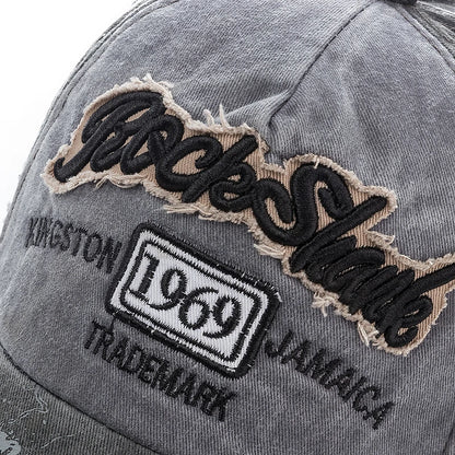 Washed Cowboy Letters Cotton Cap Men Women Adjustable Autdoor Sun Protection Hat Rock Shark Baseball