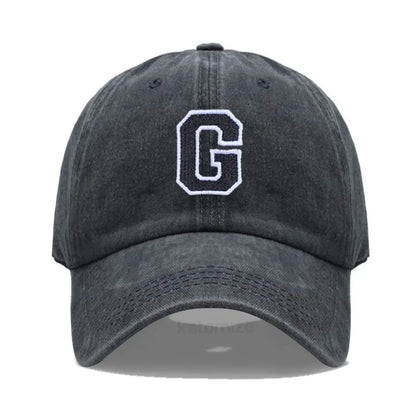 Initial Letter A-Z Embroider Baseball Cap Men Womne Washed Cotton Dad Hat Team Sport Visors Snapback