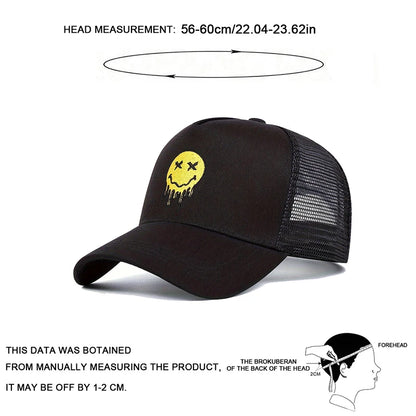 Unisex Xx Smiling Face Print Baseball Net Caps Spring Summer Outdoor Adjustable Casual Hats