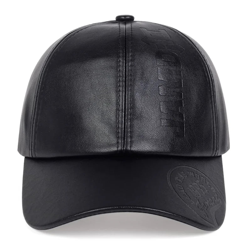 Men Vintage Adjustable Baseball Cap Pu Leather Snapback Hat Para Hombre Mens Trucker Caps Dad Winter