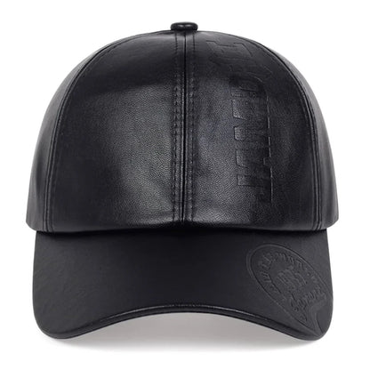 Men Vintage Adjustable Baseball Cap Pu Leather Snapback Hat Para Hombre Mens Trucker Caps Dad Winter