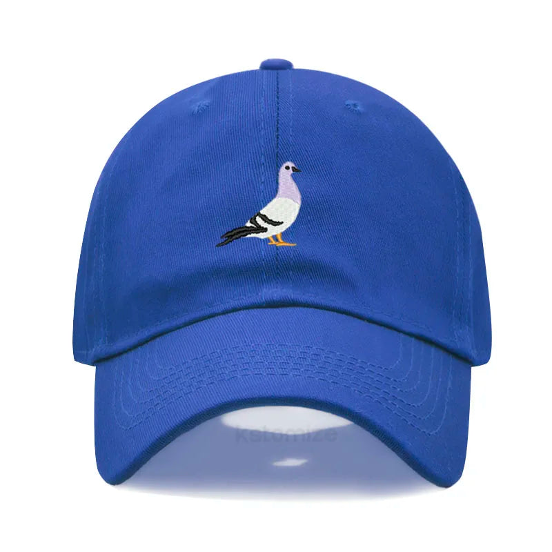 Pigeon Embroidery Baseball Cap Women Men Adjustable Soft Washed Cotton Dad Hat Unisex Classic Golf