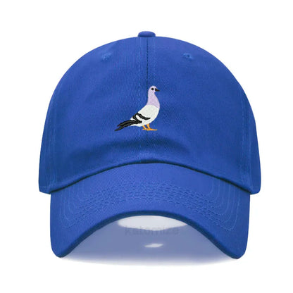 Pigeon Embroidery Baseball Cap Women Men Adjustable Soft Washed Cotton Dad Hat Unisex Classic Golf