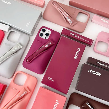 RHODE Lip Gloss Phone Case Set for iPhone 11–17 – Silicone Makeup Case with Box