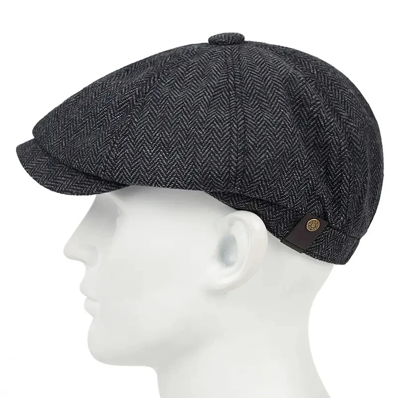 Male Ivy Hat Big Head Man Autumn Winter Newsboy Cap Top Grade Beret Caps