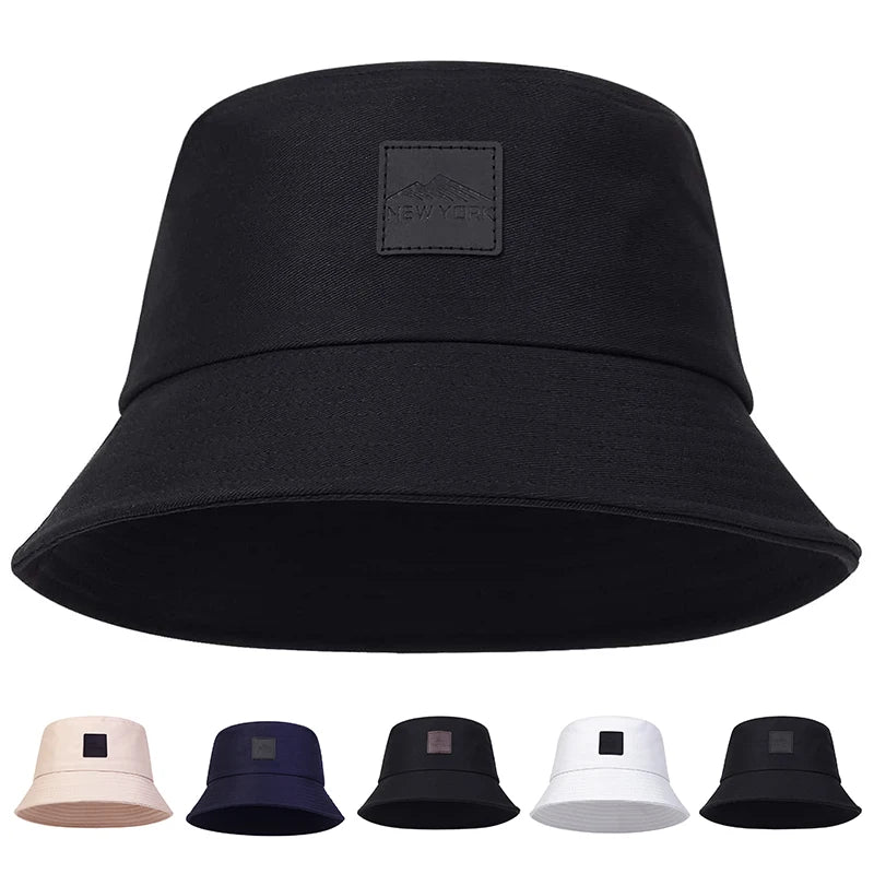 Unisex York Leather Label Personality Bucket Hats Fishermen Caps Outdoor Casual Cap Sunscreen Hat