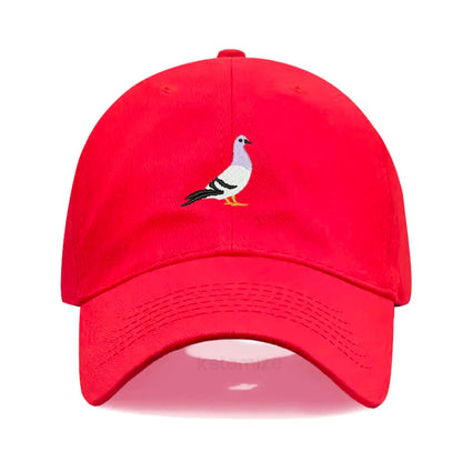 Pigeon Embroidery Baseball Cap Women Men Adjustable Soft Washed Cotton Dad Hat Unisex Classic Golf