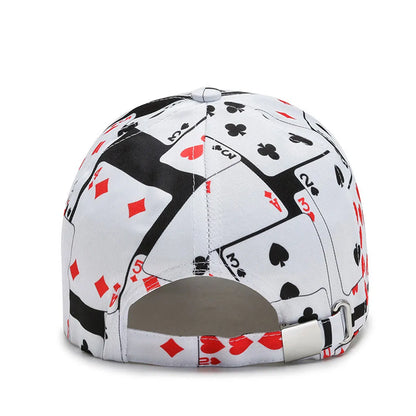 Unisex Poker Card Print Baseball Caps Spring Autumn Outdoor Adjustable Casual Hats Hip Hop Cap