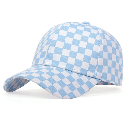 Unisex Small Grid Printing Baseball Caps Spring Autumn Outdoor Adjustable Casual Hats Sunscreen Hat