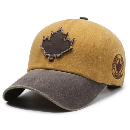 European American Maple Leaf Retro Baseball Men Women Washed Cotton Duck Tongue Spring Summer