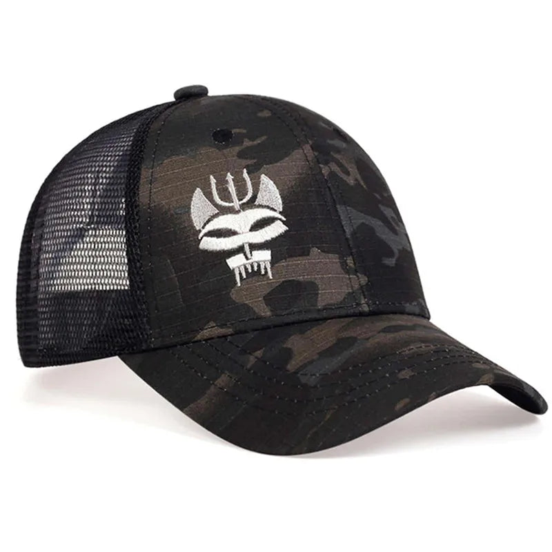 Unisex Forked Wolf Embroidery Camouflage Baseball Caps Spring Autumn Outdoor Adjustable Sunscreen