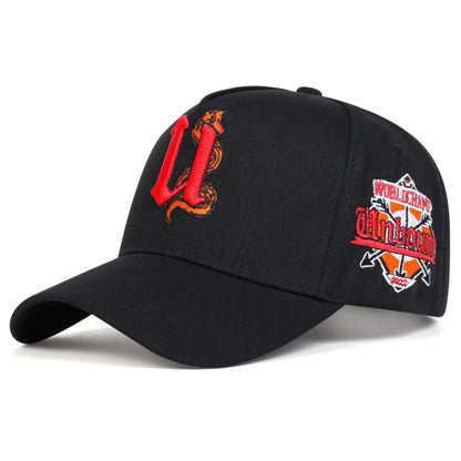 Unisex U Letter Snake Embroidery Baseball Caps Spring Autumn Outdoor Adjustable Casual Hats Hip Hop