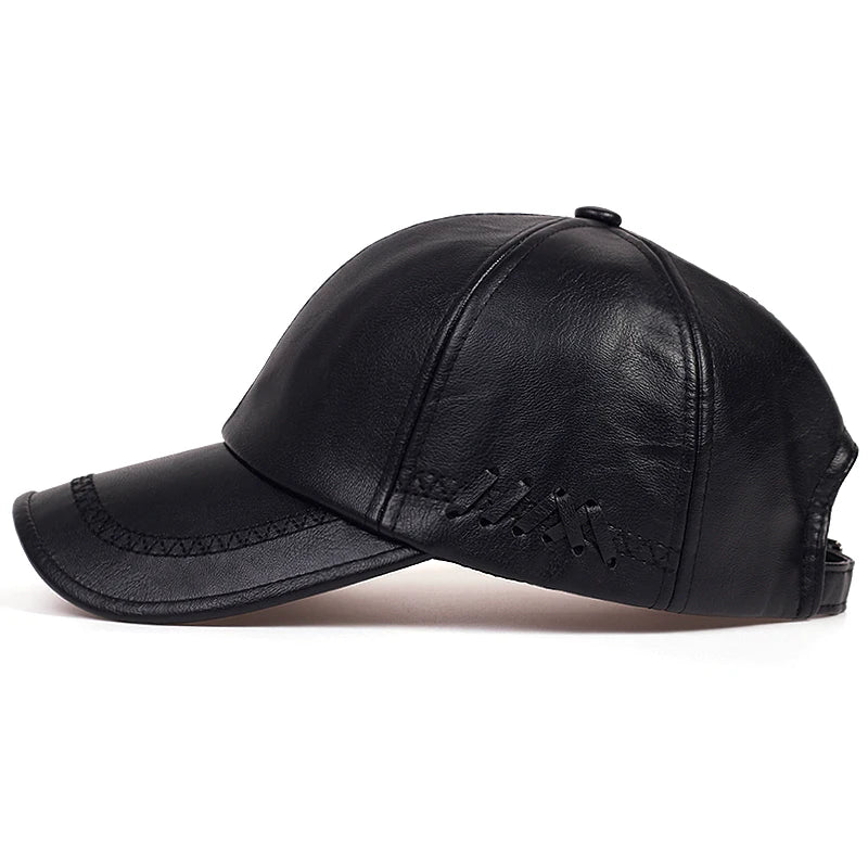 Solid Winter Leather Baseball Cap Men Snapback Autumn Warm Black Caps Women Bone Masculino Mens Hats
