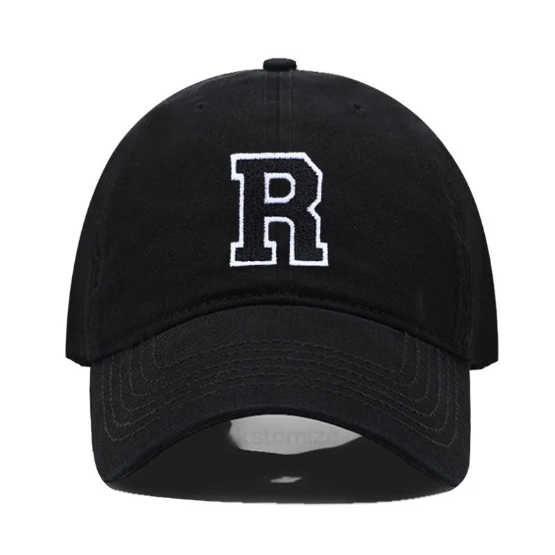 Initial Letter A-Z Embroider Baseball Cap Men Womne Soft Cotton Team Sport Visors Snapback Caps