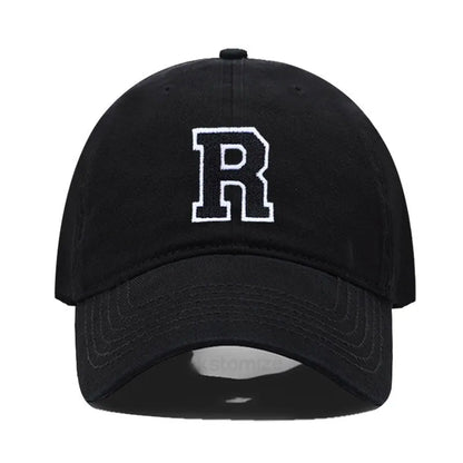 Initial Letter A-Z Embroider Baseball Cap Men Womne Soft Cotton Team Sport Visors Snapback Caps