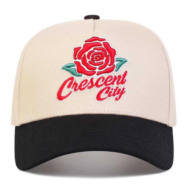 Unisex Rose Letter Embroidery Baseball Caps Spring Autumn Outdoor Adjustable Casual Hats Sunscreen