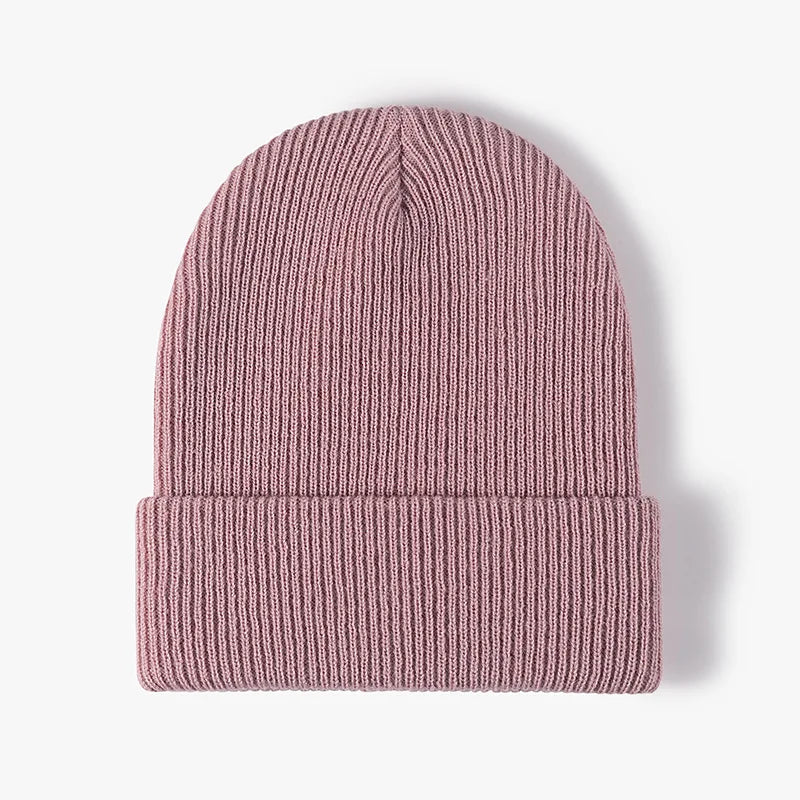 Women Men Autumn Winter Warm Beanie Hat Solid Color Lady Male Stretch Knitted Crochet Beanies Cap