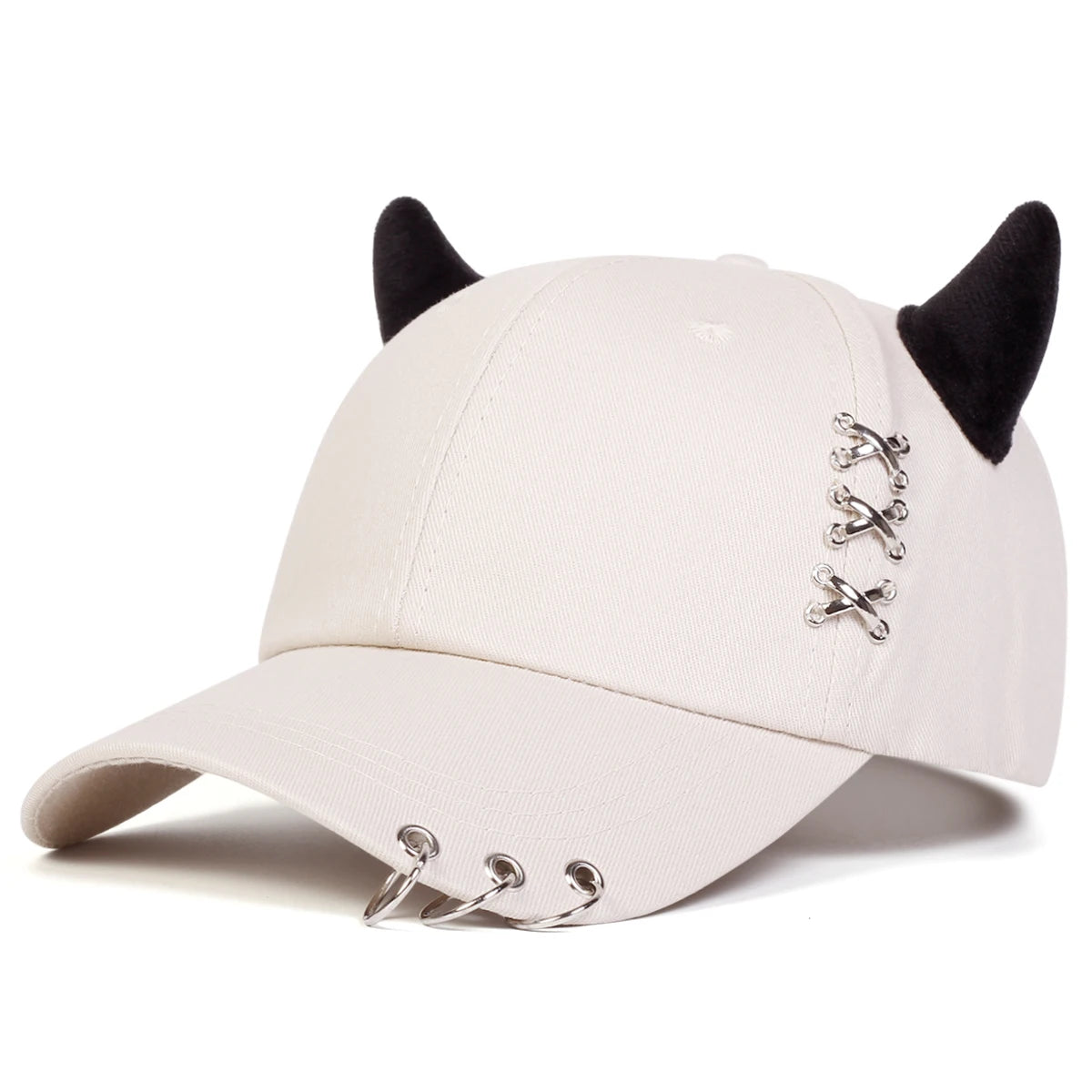 Unisex Xxx Iron Ring Bull Horn Personality Baseball Caps Spring Autumn Outdoor Adjustable Casual