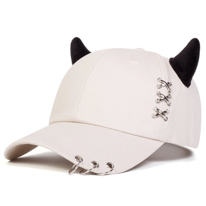 Unisex Xxx Iron Ring Bull Horn Personality Baseball Caps Spring Autumn Outdoor Adjustable Casual