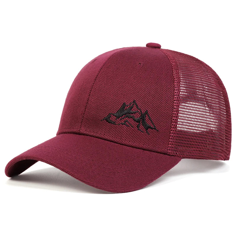 Unisex Mountain Range Embroidery Baseball Net Caps Spring Summer Outdoor Adjustable Casual Hats