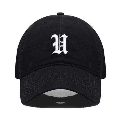 Old English Letter A-Z Embroider Baseball Cap Men Womne Soft Cotton Team Sport Visors Snapback Caps