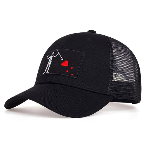 Unisex Skeleton Head Branch Heart Embroidery Baseball Net Caps Spring Summer Outdoor Adjustable