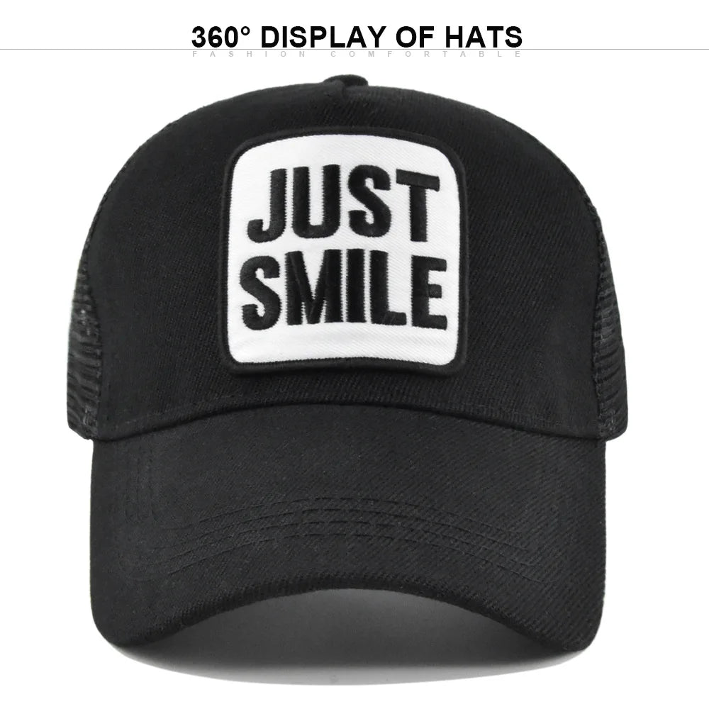 Letters Embroidered Mesh Baseball Cap Men Women Hip Hop Snapback Adjustable Outdoor Sports