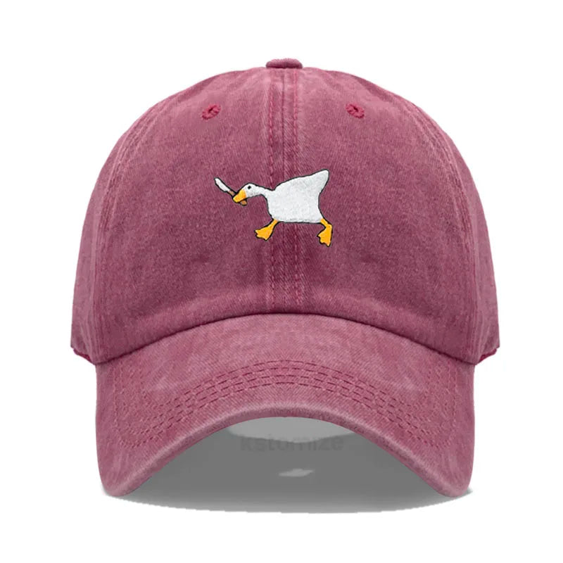 Unisex Dad Hat Embroidered Goose Pattern Fashionable Style Duckbill Cap Men Women