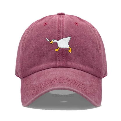 Unisex Dad Hat Embroidered Goose Pattern Fashionable Style Duckbill Cap Men Women