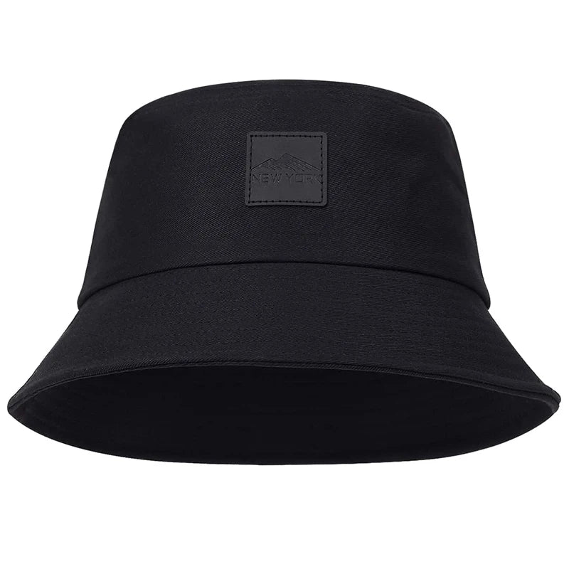 Unisex York Leather Label Personality Bucket Hats Fishermen Caps Outdoor Casual Cap Sunscreen Hat