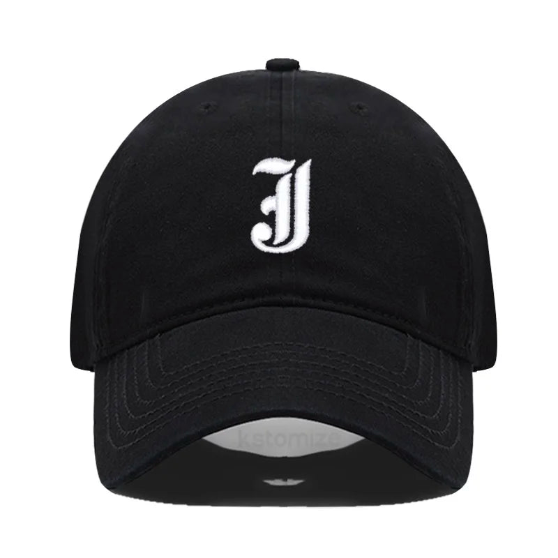 Old English Letter A-Z Embroider Baseball Cap Men Womne Soft Cotton Team Sport Visors Snapback Caps