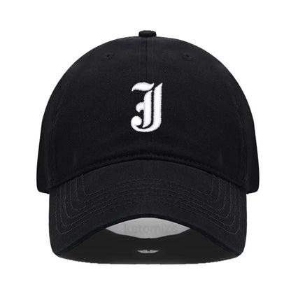 Old English Letter A-Z Embroider Baseball Cap Men Womne Soft Cotton Team Sport Visors Snapback Caps