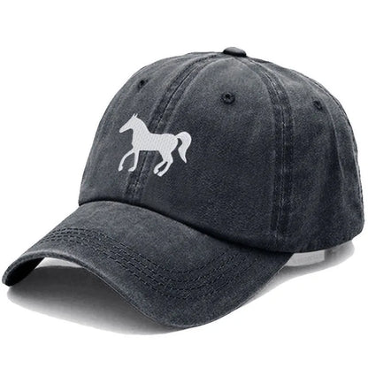 Horse Embroidered Baseball Cap Women Men Adjustable Washed Cotton Dad Hat Unisex Classic Golf Caps