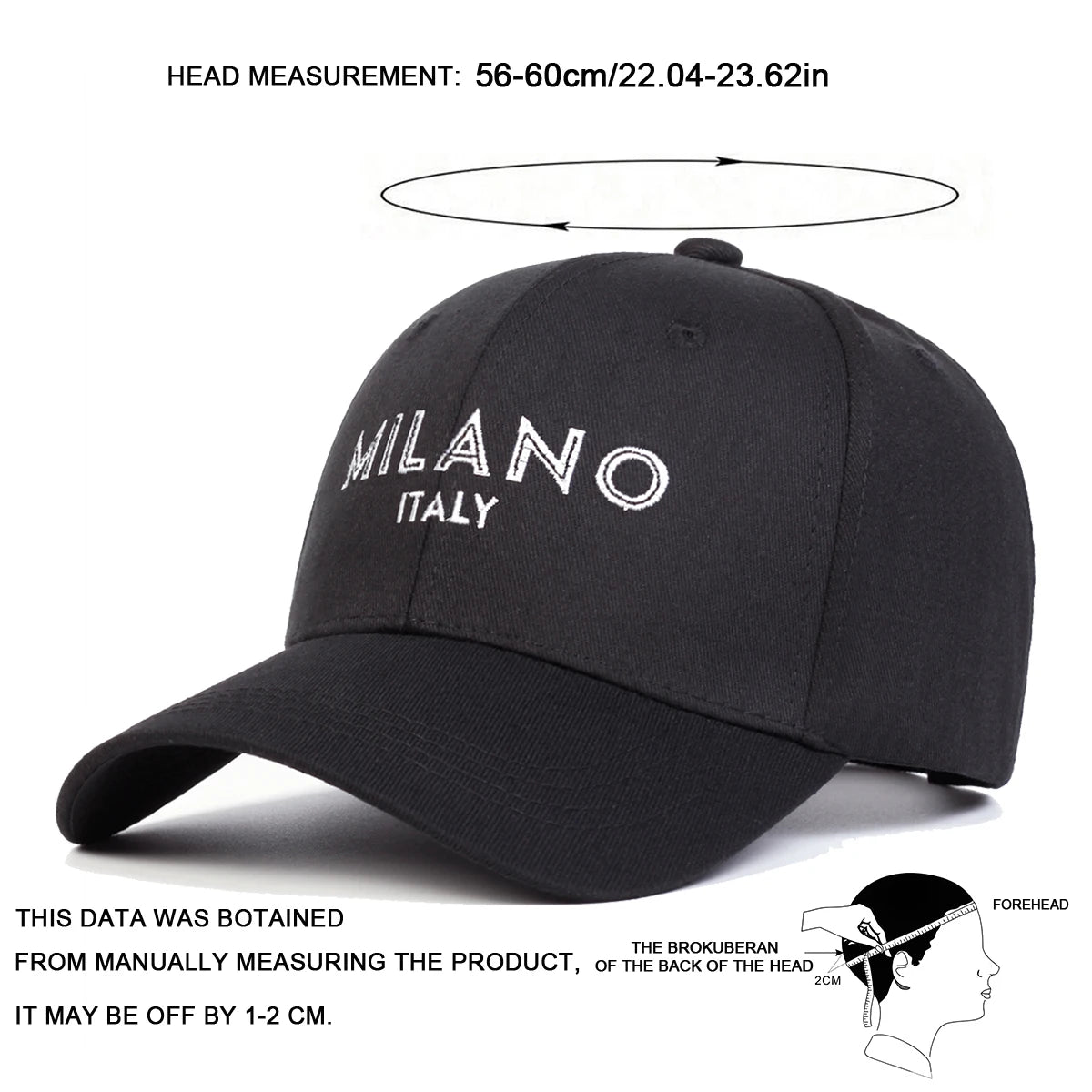 Unisex Milano Letter Embroidery Baseball Caps Spring Autumn Outdoor Adjustable Casual Hats Sunscreen