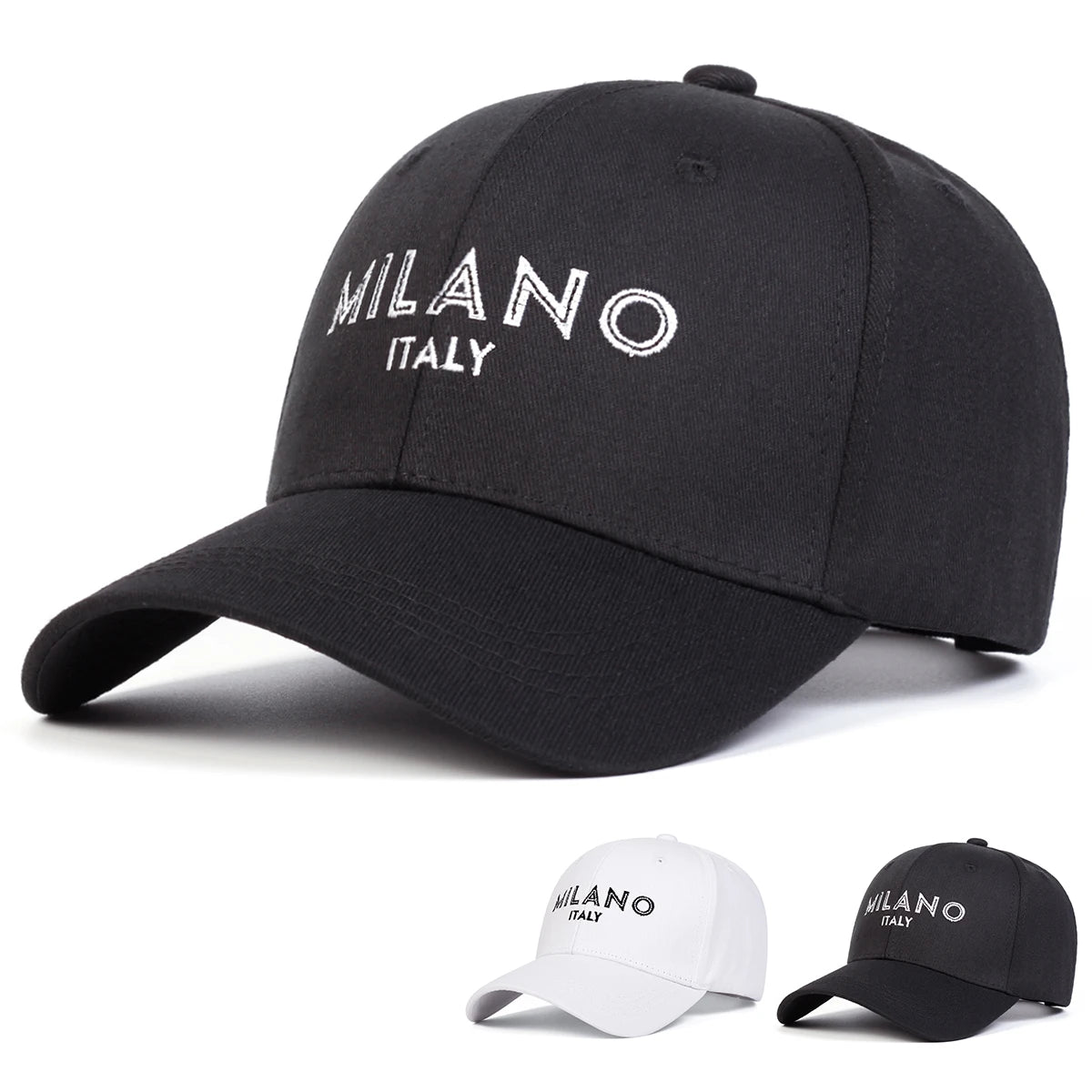 Unisex Milano Letter Embroidery Baseball Caps Spring Autumn Outdoor Adjustable Casual Hats Sunscreen