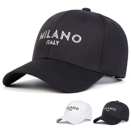 Unisex Milano Letter Embroidery Baseball Caps Spring Autumn Outdoor Adjustable Casual Hats Sunscreen