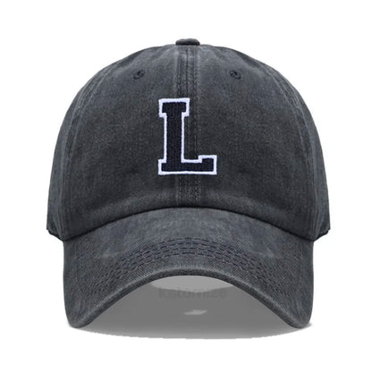 Initial Letter A-Z Embroider Baseball Cap Men Womne Washed Cotton Dad Hat Team Sport Visors Snapback