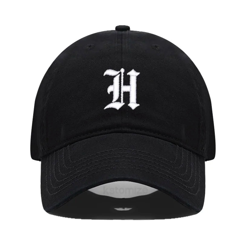 Old English Letter A-Z Embroider Baseball Cap Men Womne Soft Cotton Team Sport Visors Snapback Caps