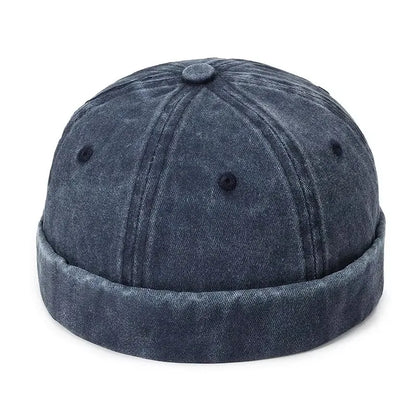 Women Men Solid Cotton Cap Hat Washed Denim Beanie Spring Autumn Retro Adjustable Docker Sailor