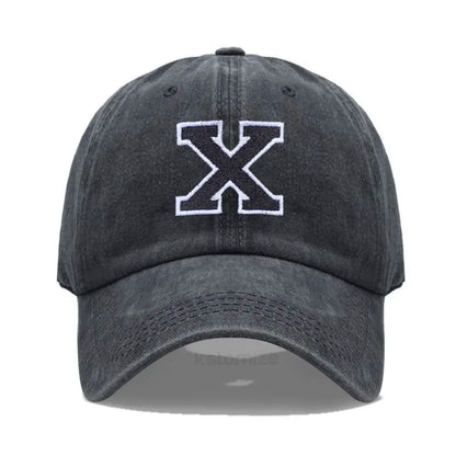 Initial Letter A-Z Embroider Baseball Cap Men Womne Washed Cotton Dad Hat Team Sport Visors Snapback