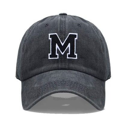 Initial Letter A-Z Embroider Baseball Cap Men Womne Washed Cotton Dad Hat Team Sport Visors Snapback