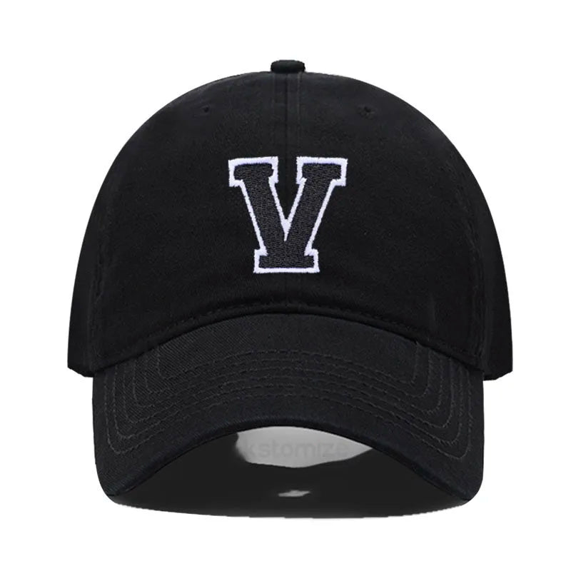 Initial Letter A-Z Embroider Baseball Cap Men Womne Soft Cotton Team Sport Visors Snapback Caps