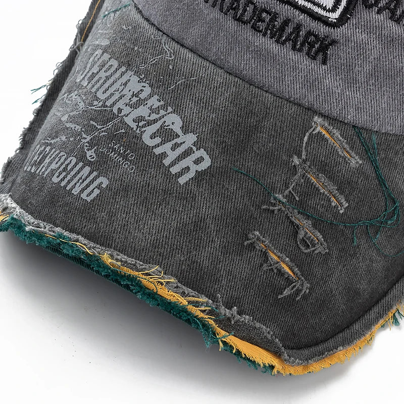 Washed Cowboy Letters Cotton Cap Men Women Adjustable Autdoor Sun Protection Hat Rock Shark Baseball