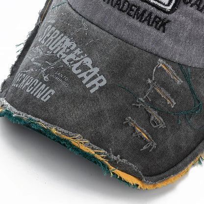 Washed Cowboy Letters Cotton Cap Men Women Adjustable Autdoor Sun Protection Hat Rock Shark Baseball
