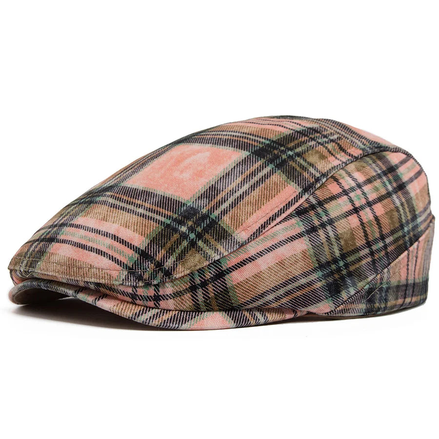 Y2k Plaid Beret Summer Women Hat Vintage Caps For Men Casual Female Sun Soft Flat Hats Visor Newsboy Cap Unisex Adjustable New